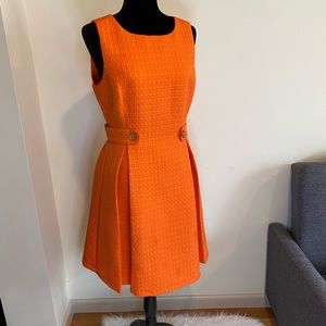 ModCloth Orange 3D Geometric Pleated Dress Large